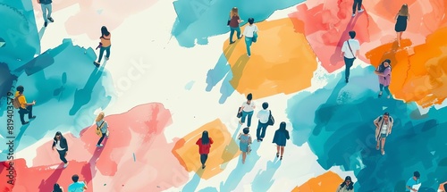 people flat design top view diversity theme water color Analogous Color Scheme