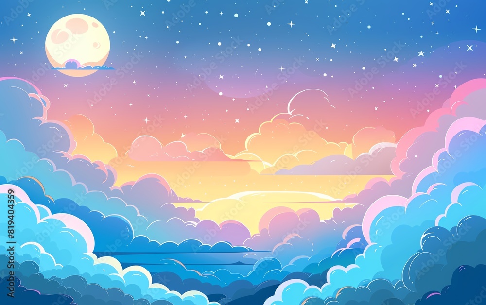 custom made wallpaper toronto digitalbackgrounds flat design top view sky theme cartoon drawing Analogous Color Scheme