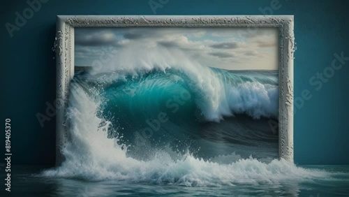 sea ​​waves in the frame, seamless looping animation video background 