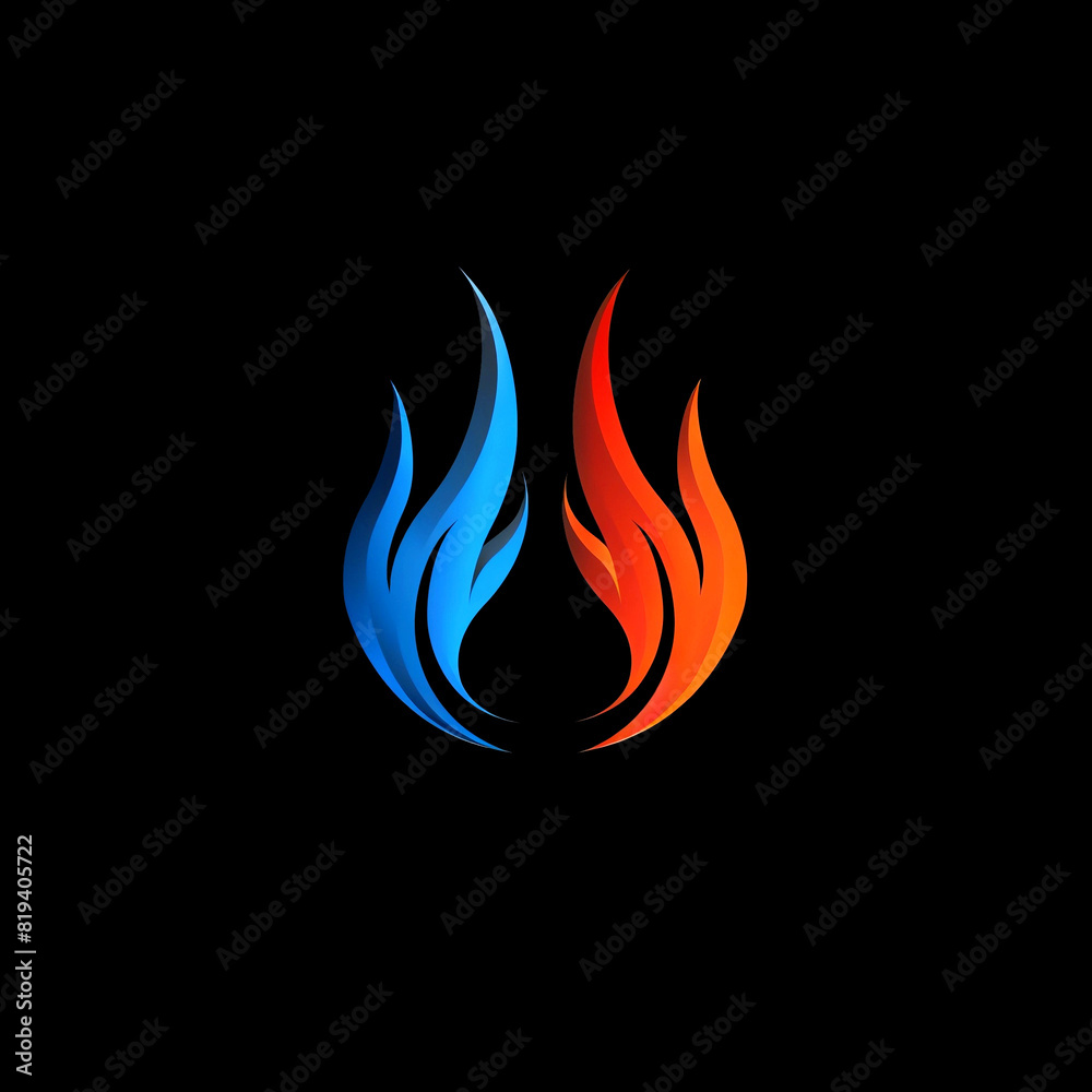 Twin Blue and Red Flames Graphic Art on a Black Background Twin Blue and Red Flames Graphic Art on a Black Background