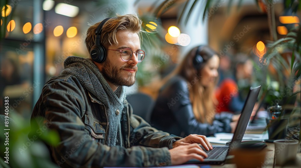 a business professional man working in a modern office environment