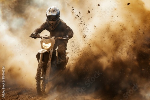 Rider on a cross-country enduro motorcycle go fast. Enduro racing . Drift. Motocross. Moto Sport. Enduro. Motorcycle. Bike.