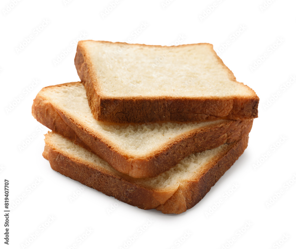 Pieces of fresh toast bread isolated on white Pieces of fresh toast bread isolated on white