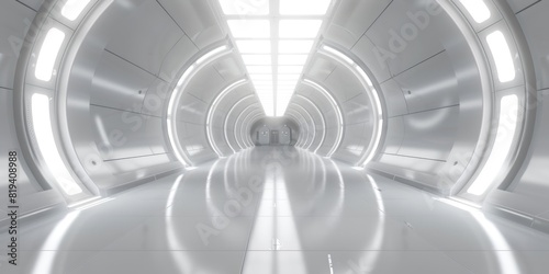 Fototapeta Naklejka Na Ścianę i Meble -  White background 3D room light abstract space technology tunnel stage floor