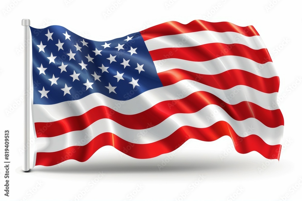 American flag is waving in the wind, USA flag. Official flag of the United States of America, US American flag is waving in the wind, USA flag. Official flag of the United States of America, US