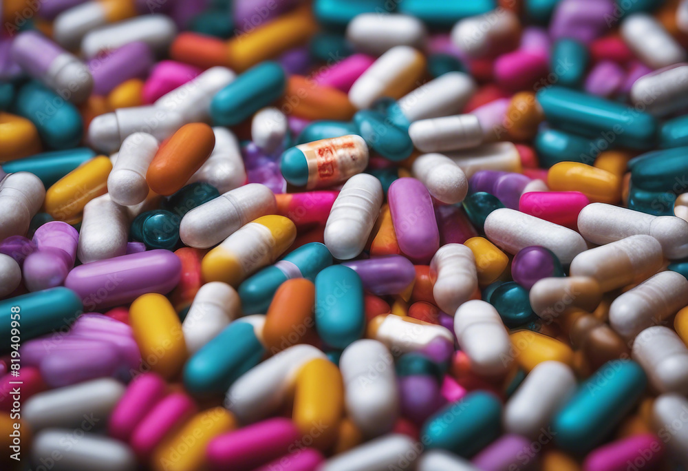 Pile of colorful medicine pills and capsules in blister packs Pile of colorful medicine pills and capsules in blister packs