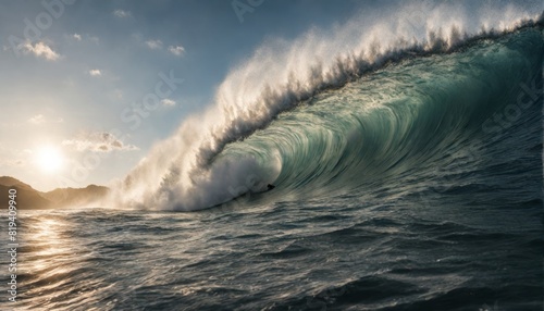 Cinematische welle, monsterwelle mit türkis aussehendem wasser