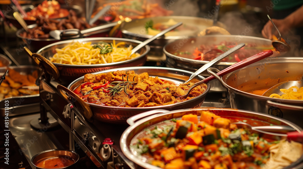 Obraz premium Buffet Table Filled With Various Types of Food