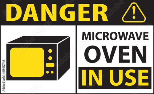 Microwave oven in use sign vector.eps