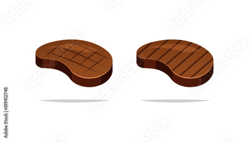 Delicious grilled steak vector isolated on white background.