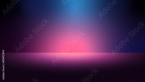 Dark blue purple pink gradient background, shines with bright light and glow, grainy noise and grungy texture, copy space