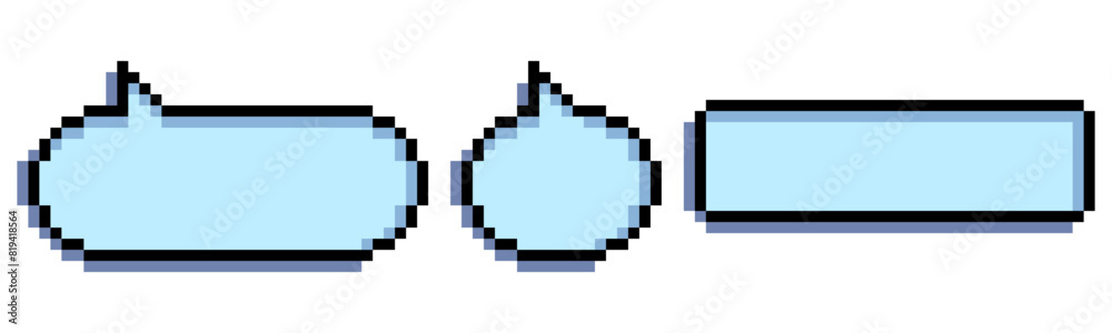 pixel Speech Bubble set. Talk bubble. bubble text, chatting box, message box 8 bit 16 bit retro game pixel Speech Bubble set. Talk bubble. bubble text, chatting box, message box 8 bit 16 bit retro game
