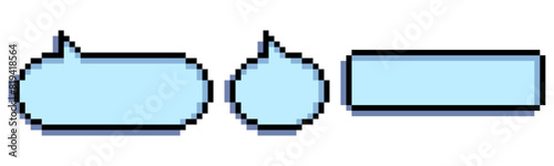 pixel Speech Bubble set. Talk bubble. bubble text, chatting box, message box 8 bit 16 bit retro game