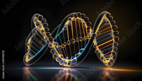 Luminous Holographic DNA Model Futuristic 3D Render of Genetic Blueprint