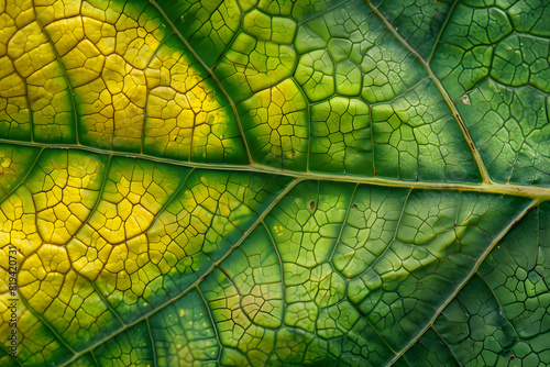 Intricate Cellular Structure Of A Leaf: Choreographed Display Of Xanthophyll And Chlorophyll photo