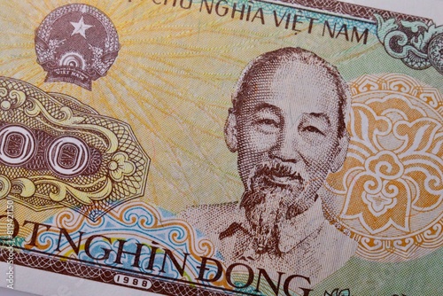 Wallpaper Mural President Ho Chi Minh portrait on the Vietnam Dong banknote currency Torontodigital.ca