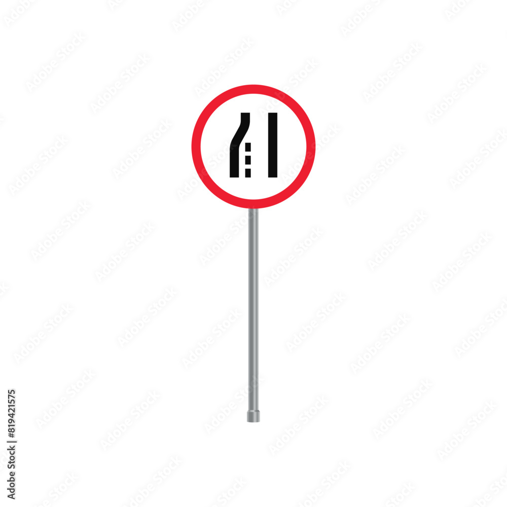Left Lane Narrows Traffic Triangle Sign Left Lane Narrows Traffic Triangle Sign