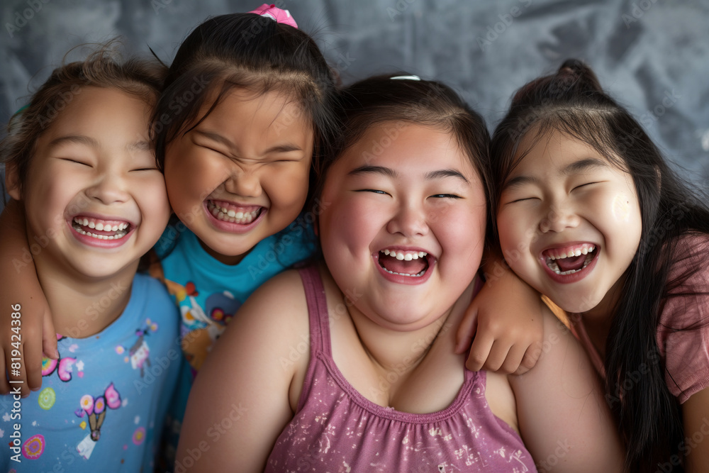 a 10 years old chinese overweight girl with his friends a 10 years old chinese overweight girl with his friends