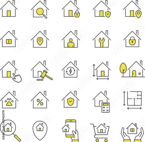 おしゃれな住宅に関するアイコンセット