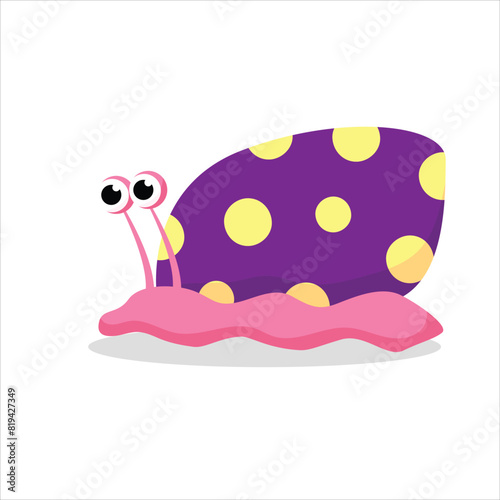 colorful purple cute snail vector illustration