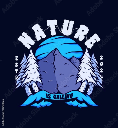 vector illustrator nature is calling tshirt design, poster design, totebag design, streetwear design