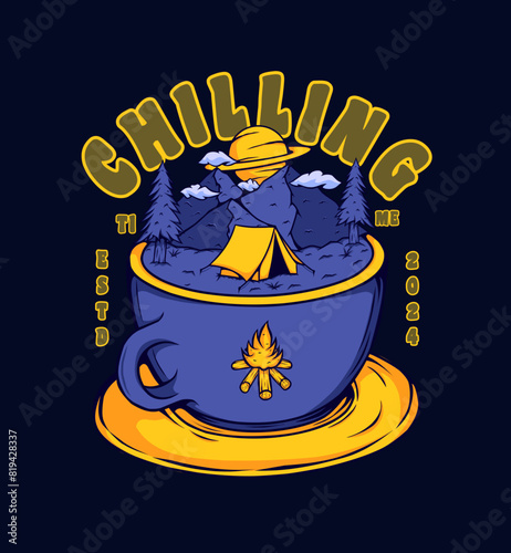 vector illustrator chilling time tshirt design, poster design, totebag design, streetwear design