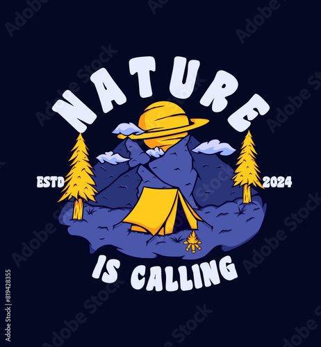 vector illustrator nature is calling tshirt design, poster design, totebag design, streetwear design