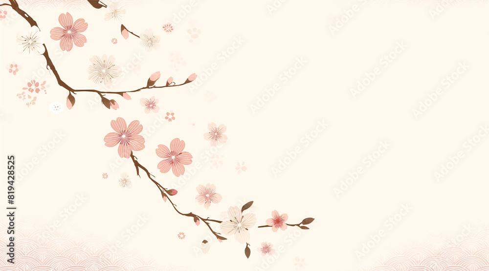 桜の和柄　背景画像｜Generative AI