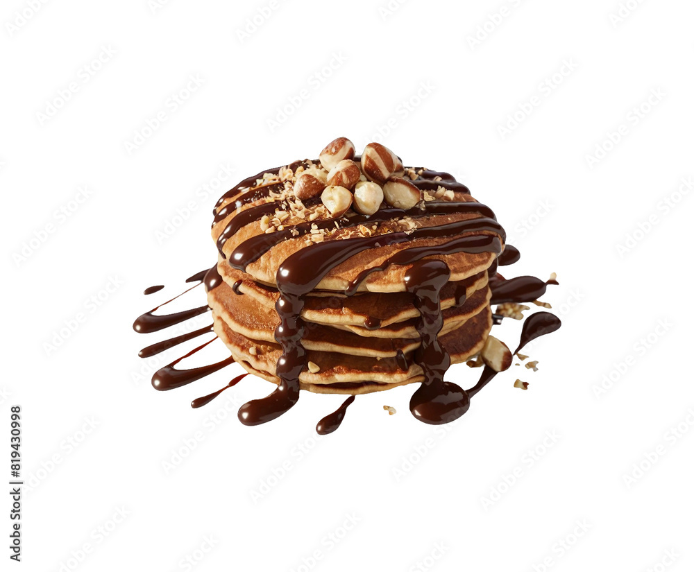 Chocolate hazelnut pancakes isolated on transparent background Ai generative. Chocolate hazelnut pancakes isolated on transparent background Ai generative.