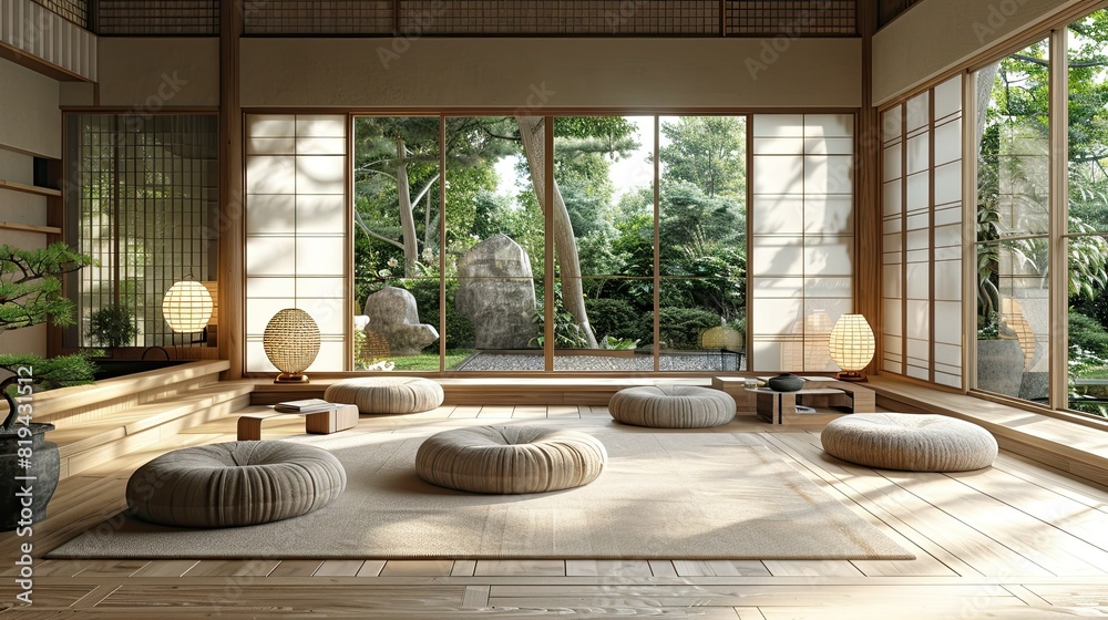 minimalist, Japandi style shapes panting 
