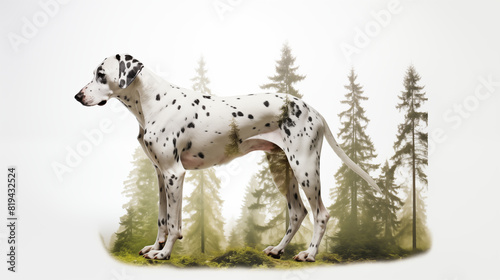 Double Exposure White Background Dalmatian illustration   Created using Generative AI