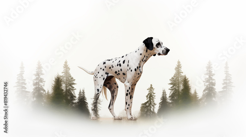 Double Exposure White Background Dalmatian illustration ~ Created using Generative AI