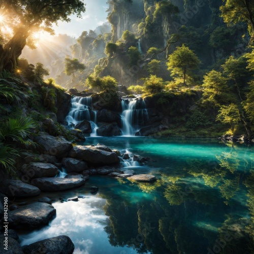 verborgener  mystischer Wasserfall 
