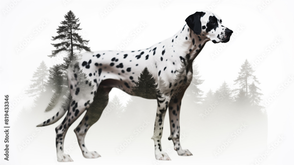 Double Exposure White Background Dalmatian illustration ~ Created using Generative AI Double Exposure White Background Dalmatian illustration ~ Created using Generative AI