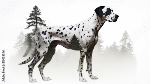 Double Exposure White Background Dalmatian illustration   Created using Generative AI