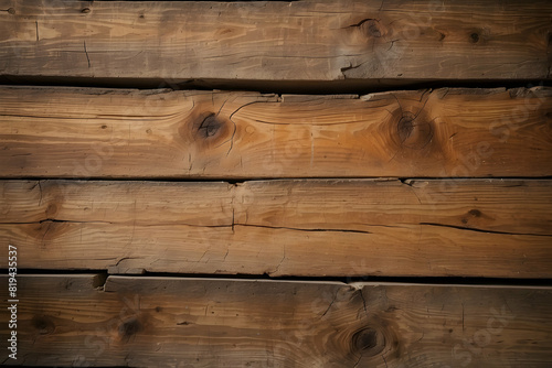 A close-up shot of horizontal natural wood planks showing grain and texture details photo