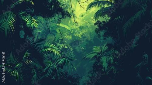 A dense jungle alive with softly glowing bioluminescent trees. © Crazy Juke