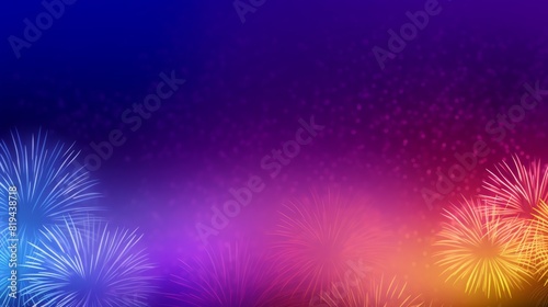 Vibrant fireworks explosion with colorful gradient background, perfect for celebrations, holidays, or festive events illustrations and designs. © BussarinK