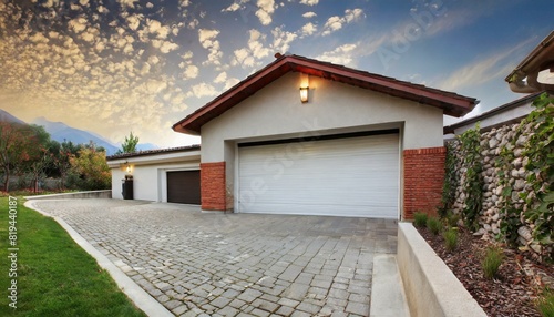 modern house car garage and driveway