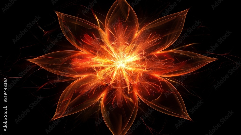 Abstract glowing flowers appear. Shine brightly on the digital canvas. Abstract glowing flowers appear. Shine brightly on the digital canvas.