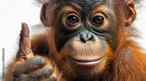 Orangutan on white background,