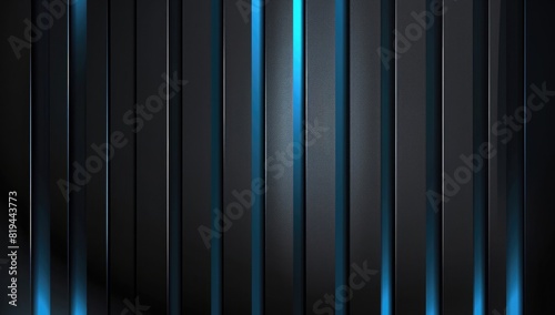 Black background with blue vertical stripes. Abstract modern design, glowing light effect. Vector illustration for your banner, poster or presentation