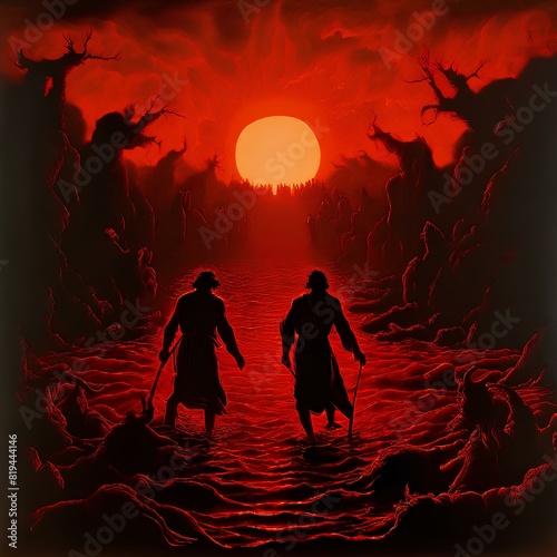dante and virgil crossing a landscape of infinite torment photo