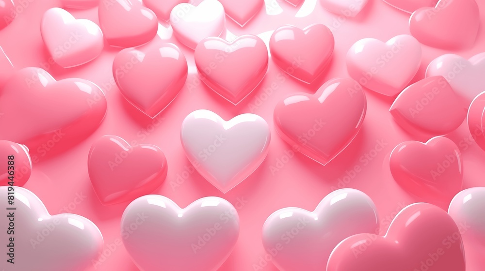 Background with heart. Delicate bright with 3D volumetric hearts. Generative AI