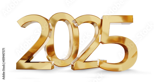 Photos new year 2025, sylvester and change of better and good year, symbol glossy metal