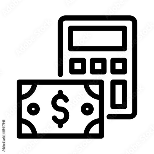 financial calculation icon vector in outline style for finance, economy, accounting, and business