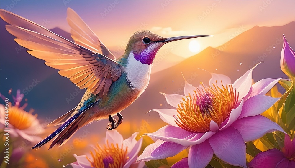 Fototapeta premium Hummingbird on flower
