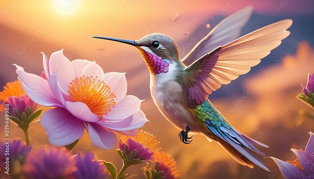 Fototapeta premium Hummingbird on flower