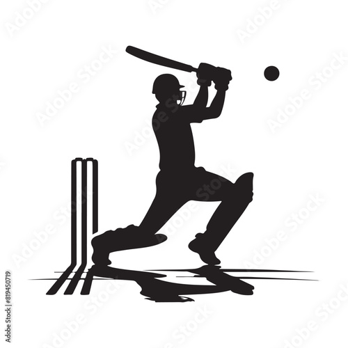 Cricket Silhouette vector flat illustration.