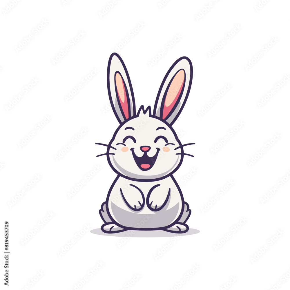Cute expressions of cartoon rabbits on white background Cute expressions of cartoon rabbits on white background